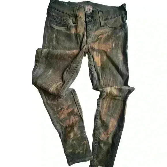 True Religion Denim - True Religion Casey Jeans Straight Marble Brown Acid Wash Woman's Size 27
